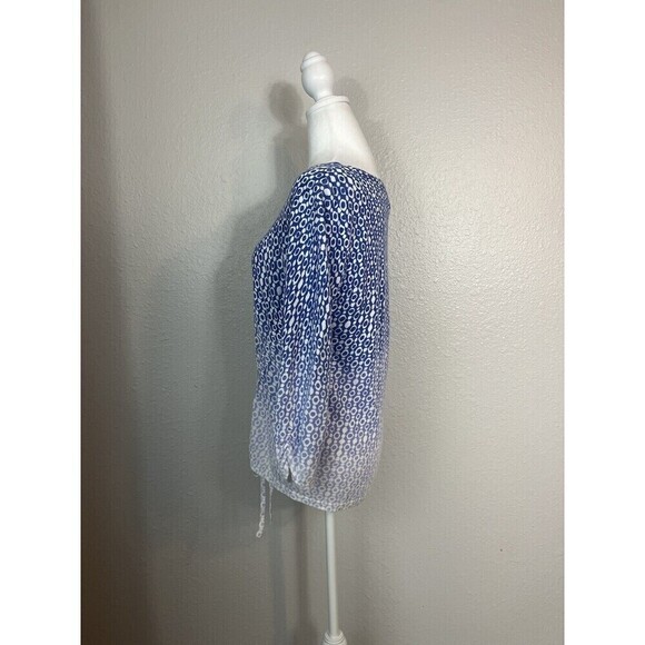 Chico’s Blue And White Gradient Circle Dot Sweater Tunic Size 1 sz 8 Medium A6 - Picture 2 of 8